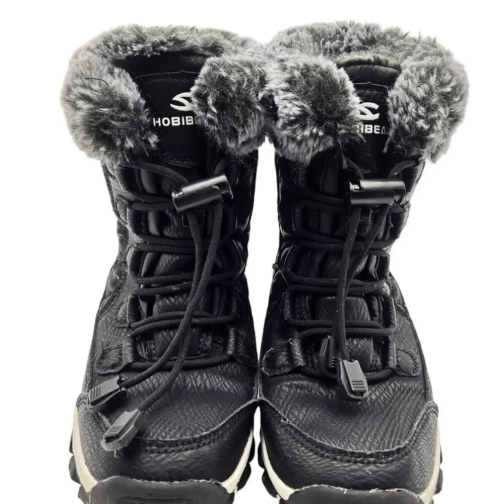 Hobibear 2 Girls Fur Insulated Water Resistant Lace Up Snow Boots Shoes Winter